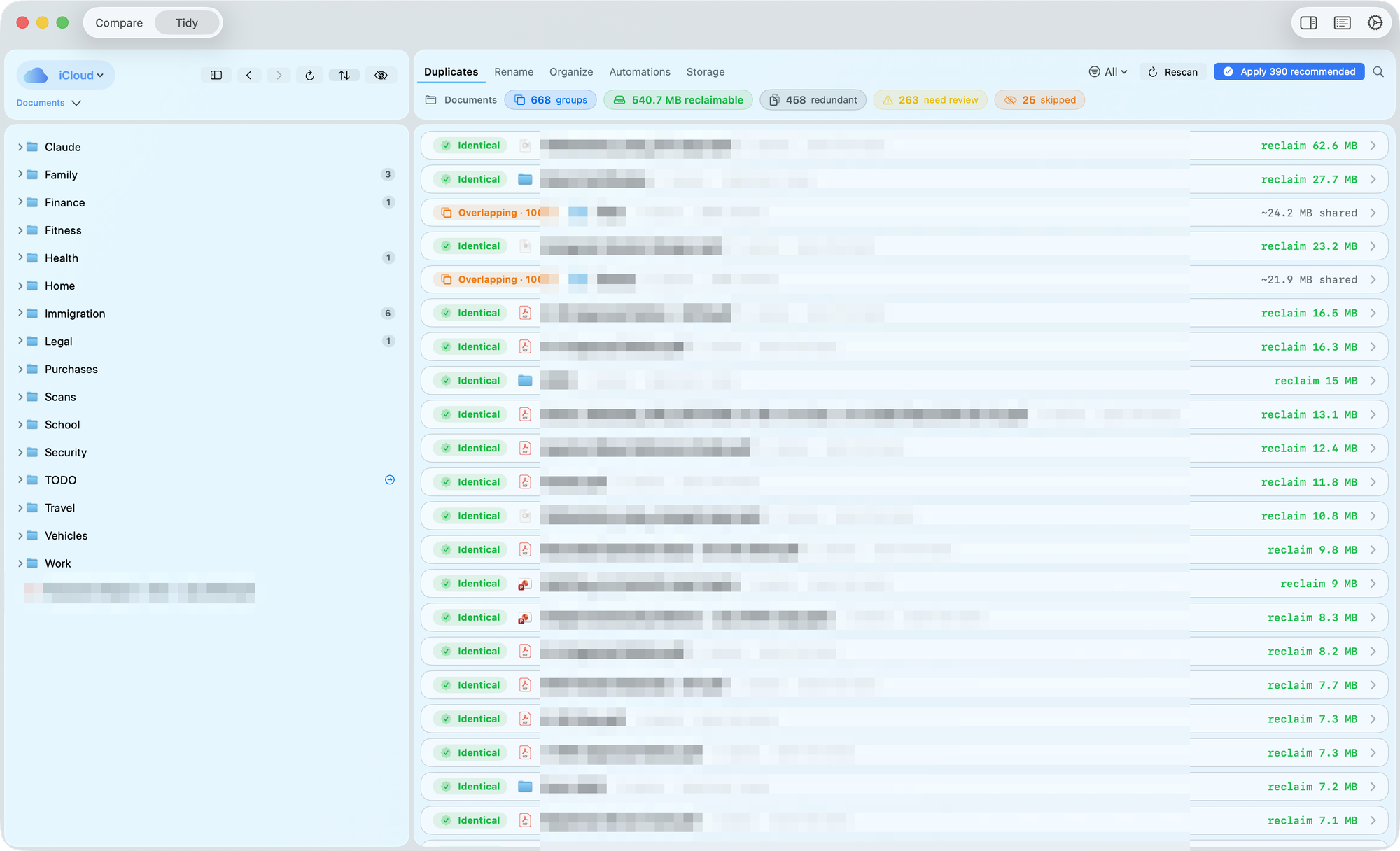 Duplicate groups with keeper preview